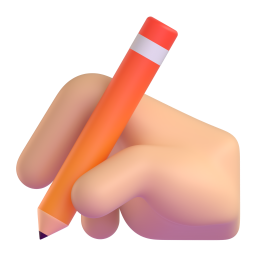 writing hand: medium-light skin tone β Fluent 3D