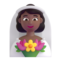 woman with veil: medium-dark skin tone β Fluent 3D