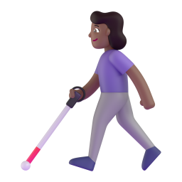 woman with white cane: medium-dark skin tone β Fluent 3D