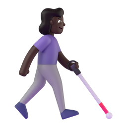 woman with white cane facing right: dark skin tone β Fluent 3D